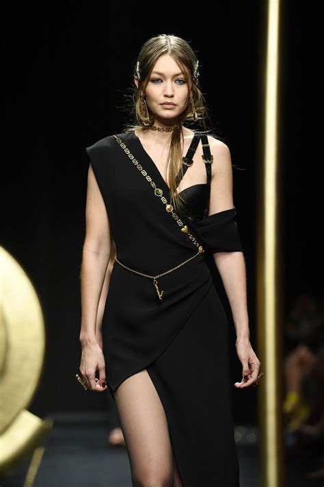 gigi hadid saying versace|Gigi Hadid Versace fashion week.